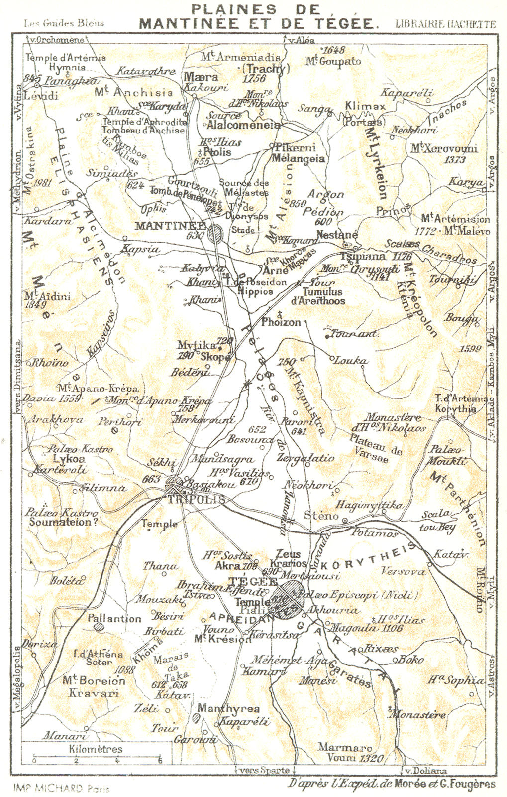 GREECE. Plaines de Mantinée & Tégée. Mantineia Mantinea Tegea 1956 old map